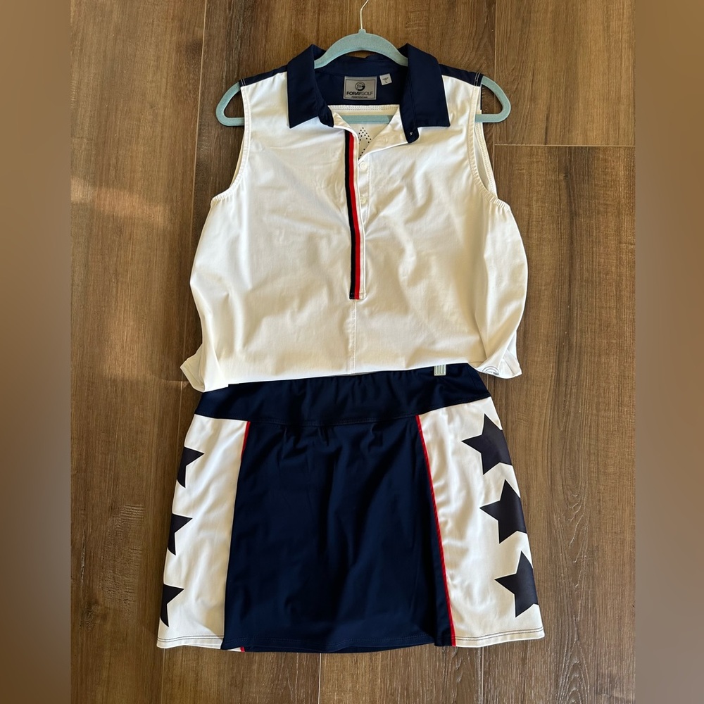 Foray Golf America Star Stripe Skort and Top - Size L - Picture 2 of 12